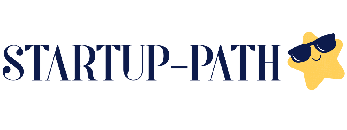 Logotipo de STARTUP-PATH con su mascota Dusty (estrella con gafas), marca referente para emprendedores digitales en Chile en formalización de negocios y marketing de bajo costo.